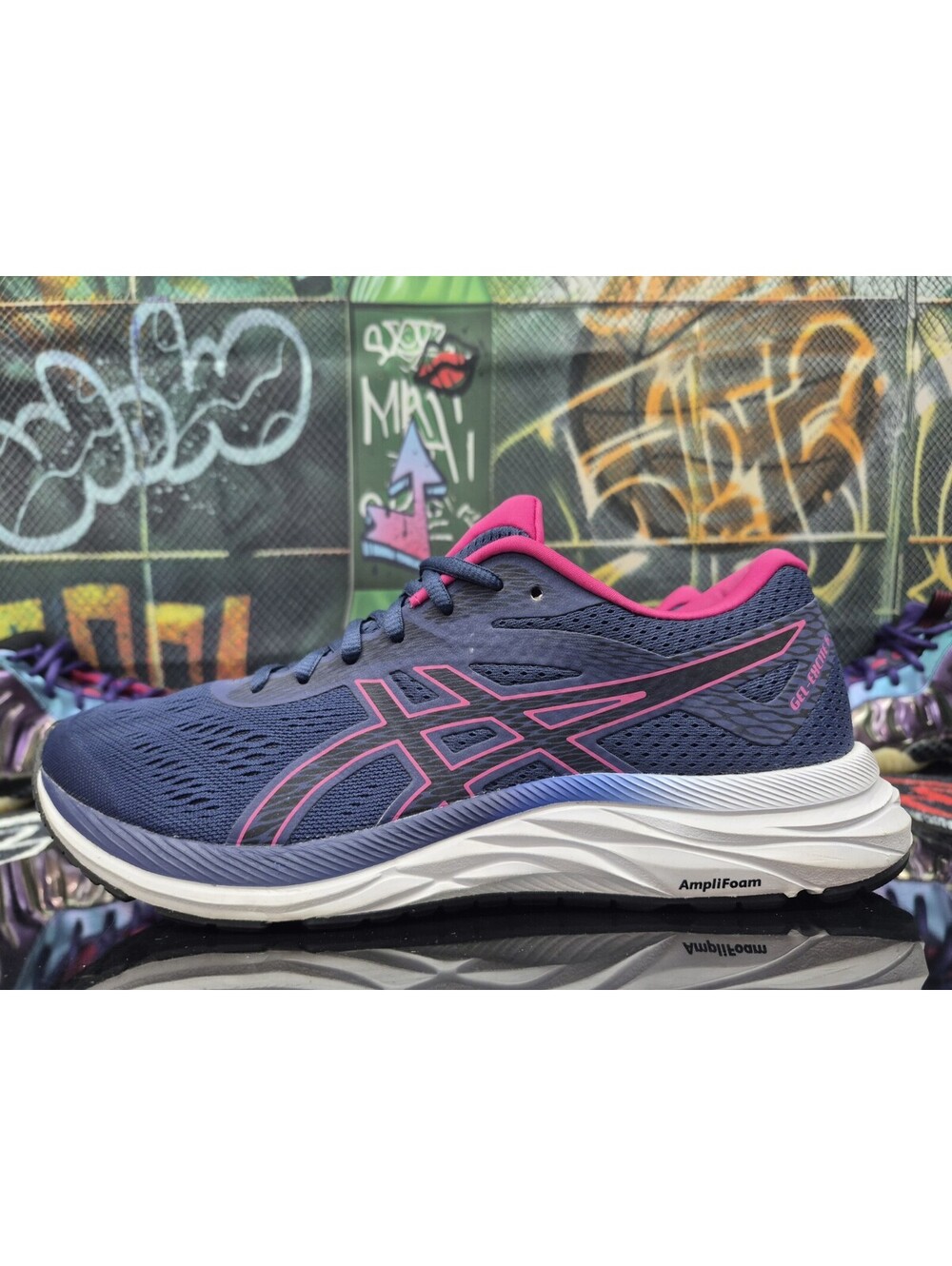 Asics Gel Excite 6 Running Shoes Women's 10W Navy/Pink Sneakers 1012A150